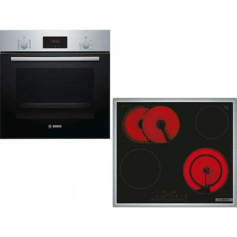 Bosch HBF134ES1 + PKN645FP2E Φούρνος άνω Πάγκου 66lt με Κεραμικές Εστίες HBF134ES1 + PKN645FP2E