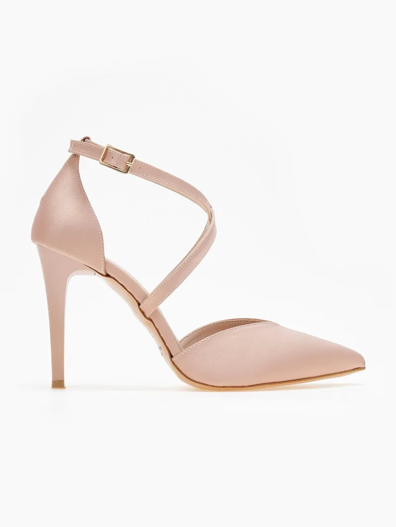 TFP Satin Crossover Strap Pumps - 675 (σατέν) - Nude