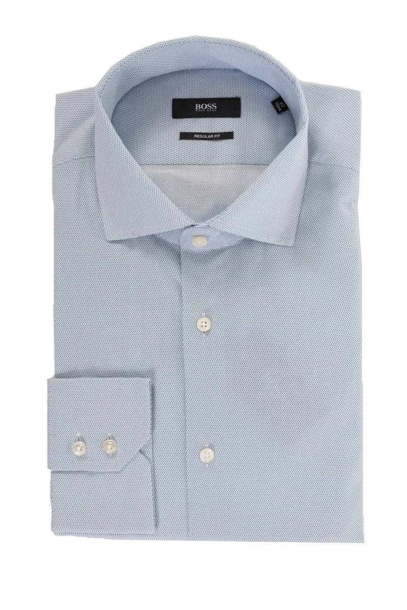 BOSS ΠΟΥΚΑΜΙΣΟ GORDON REGULAR FIT ΜΙΚΡΟΣΧΕΔΙΟ ΣΙΕΛ