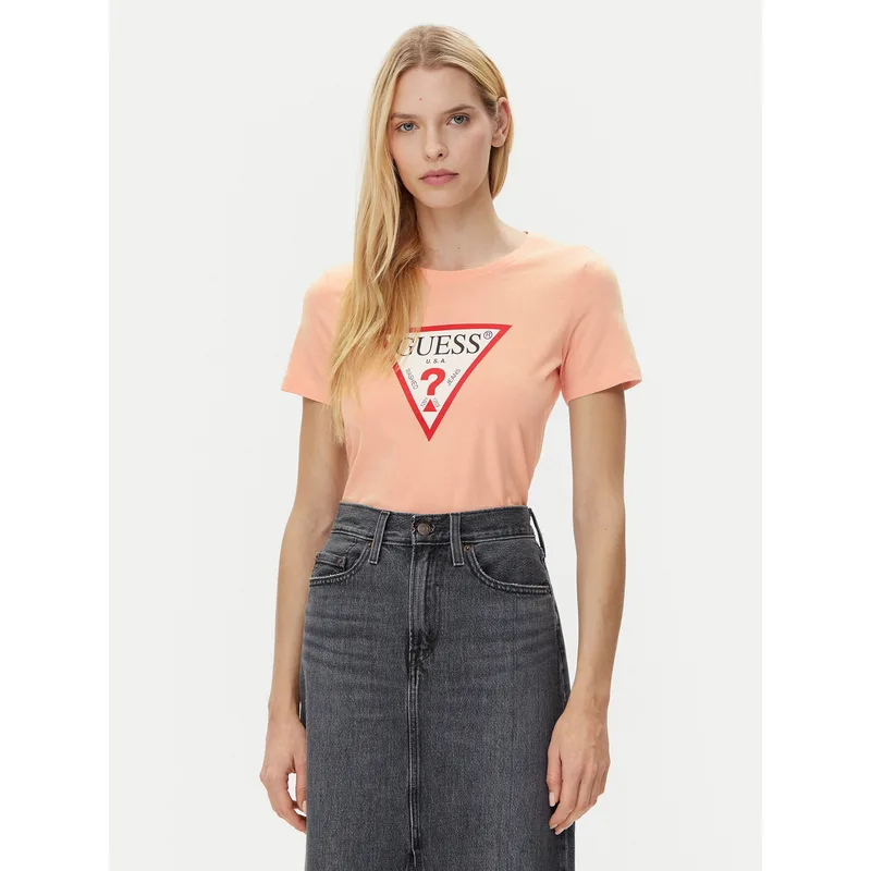 Guess T-Shirt W1YI1B I3Z14 Κοραλλί Regular Fit