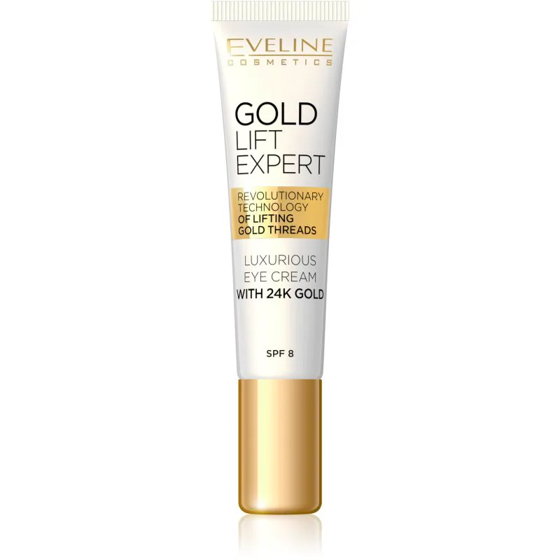 Eveline Cosmetics Χρυσό Lift Expert πολυτελής κρέμα για μάτια και βλέφαρα με χρυσό 24 καρατίων (SPF 8) 15 μλ