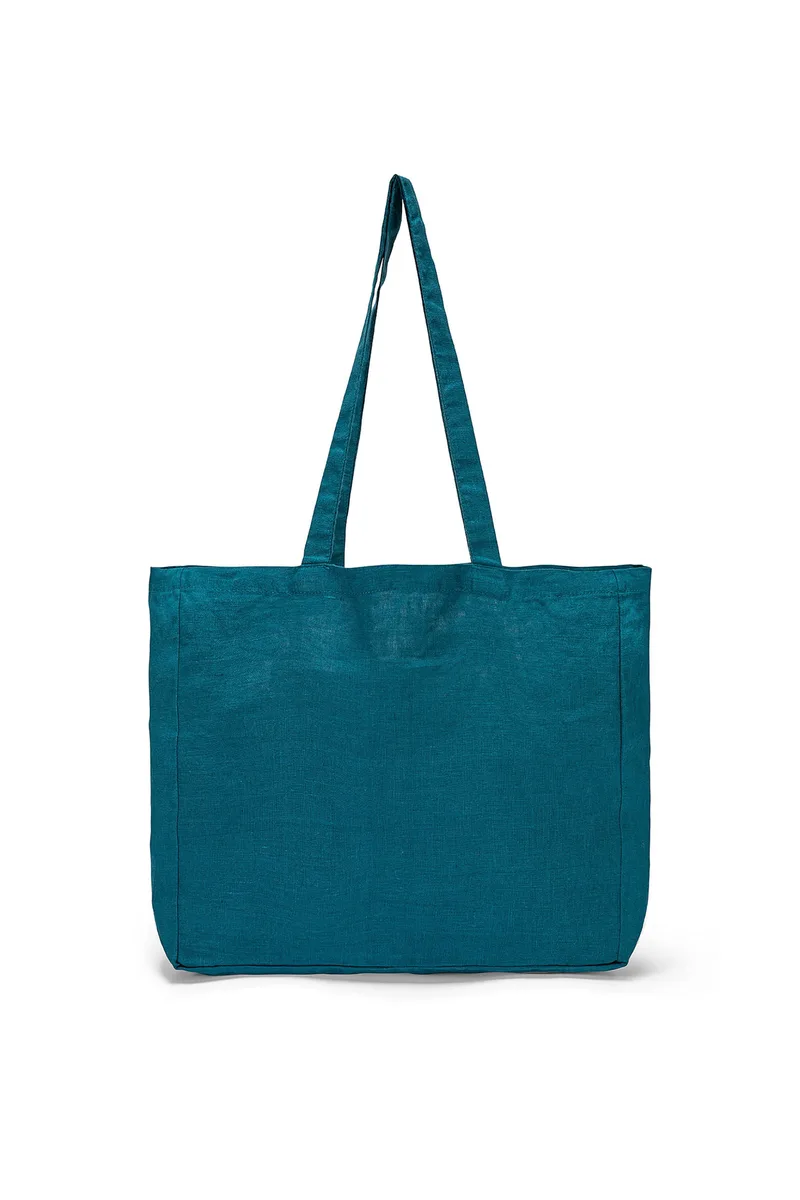 Coincasa τσάντα για ψώνια μονόχρωμη "Linen Joy" 35 x 35 x 10 cm - 007219343 Πετρόλ