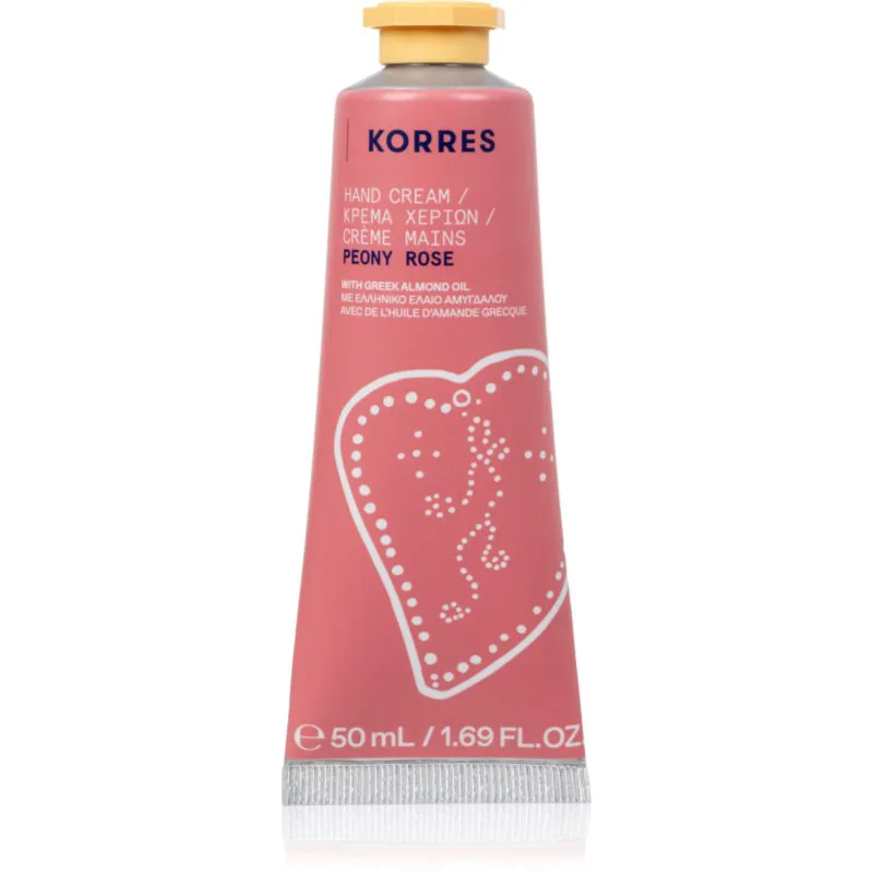 Korres Peony Rose ενυδατική κρέμα για τα χέρια με λάδι αμύγδαλου 50 ml