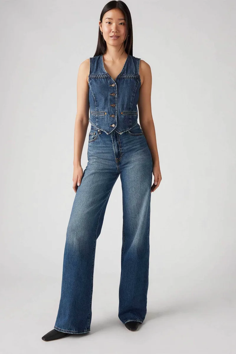 Levi's® γυναικείο τζιν παντελόνι ψηλόμεσο πεντάτσεπο Wide Leg "Ribcage" - A60810012 Denim Blue