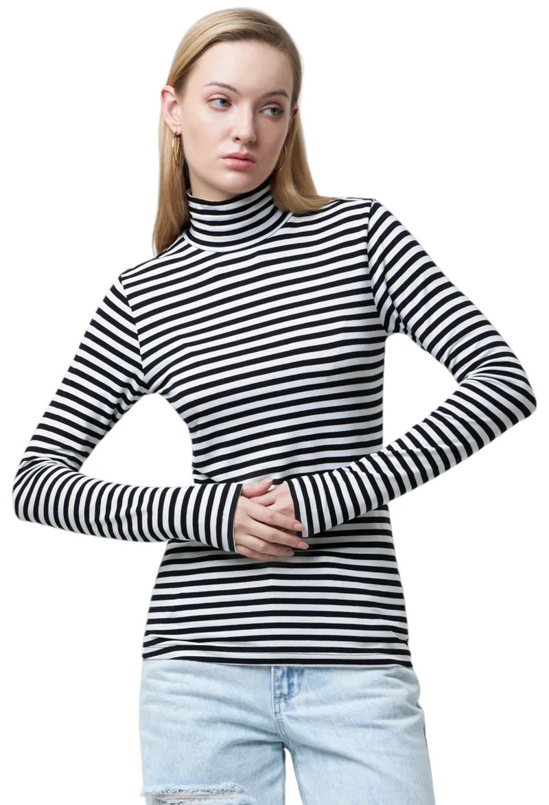 Μπλούζα Μακρυμάνικη Mexx Striped Turtle Neck TU2177026W-Off White Γυναικείο