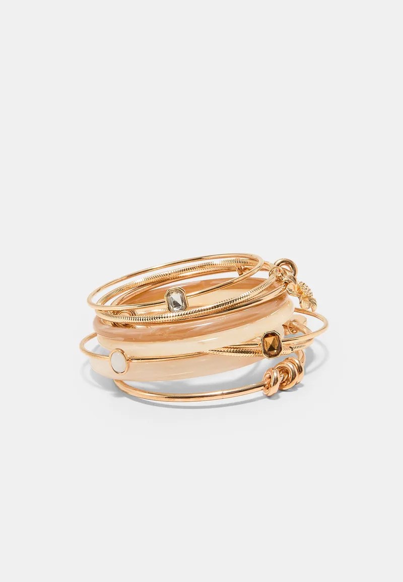 Stradivarius Σετ 10 Βραχιόλια Multi Charm Χρυσαφί Os