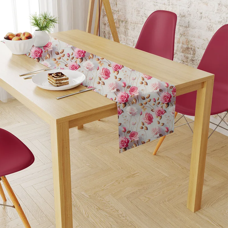 Αλέκιαστη Τραβέρσα (40x180) Dimcol Roses 465 Grey - Ροζ