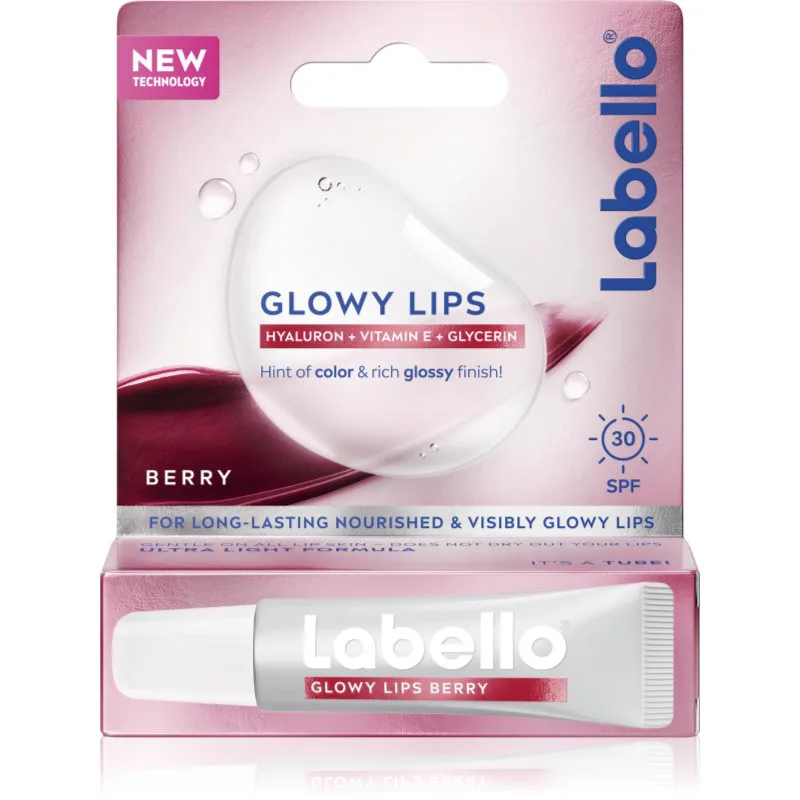 Labello Glowy Lips Berry βάλσαμο για τα χείλη με χρώμα με υαλουρονικό οξύ SPF 30 10 ml