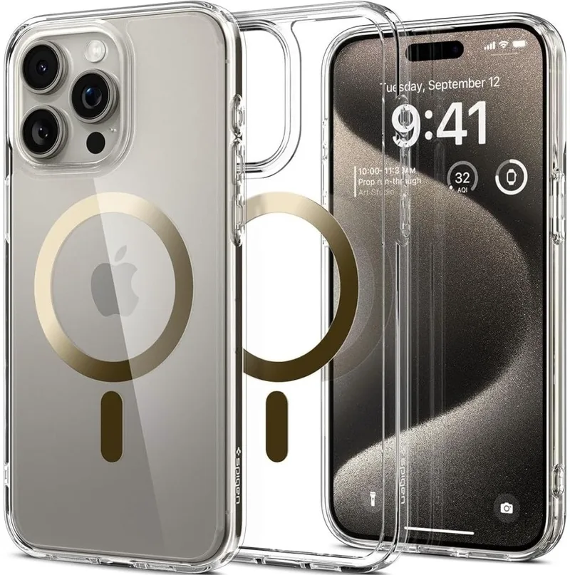 Θήκη Apple iPhone 15 Pro Max - Spigen Ultra Hybrid MagFit με MagSafe - Χρυσό (ACS06579)