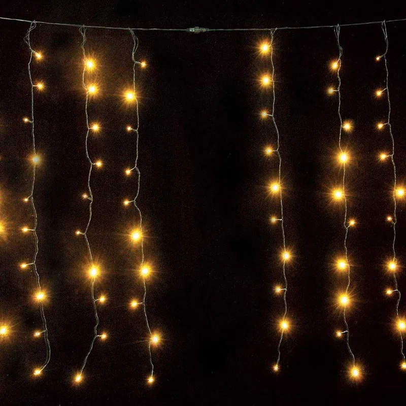 200 Led Κουρτίνα Με Επέκταση Διάφανο Καλώδιο Θερμό Λευκό Led IP44 31V 200x100cm