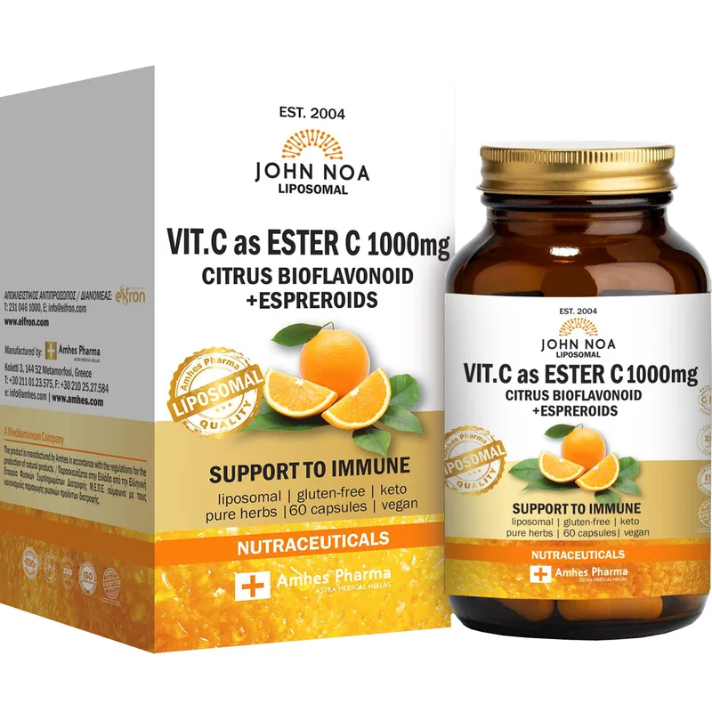 John Noa Liposomal Vitamin C as Ester 1000mg Συμπλήρωμα Διατροφής Βιταμίνης C Εστερικής Μορφής με Σύμπλεγμα Βιοφλαβονοειδών για την Ενίσχυση του Ανοσοποιητικού 60caps