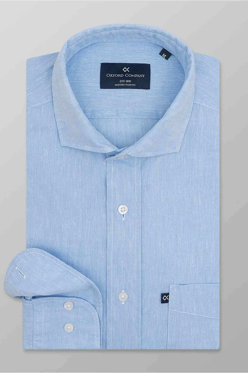 Oxford Company ανδρικό πουκάμισο μονόχρωμο Regular Fit "Romeo" - L310-RN20.02A Μπλε Ανοιχτό