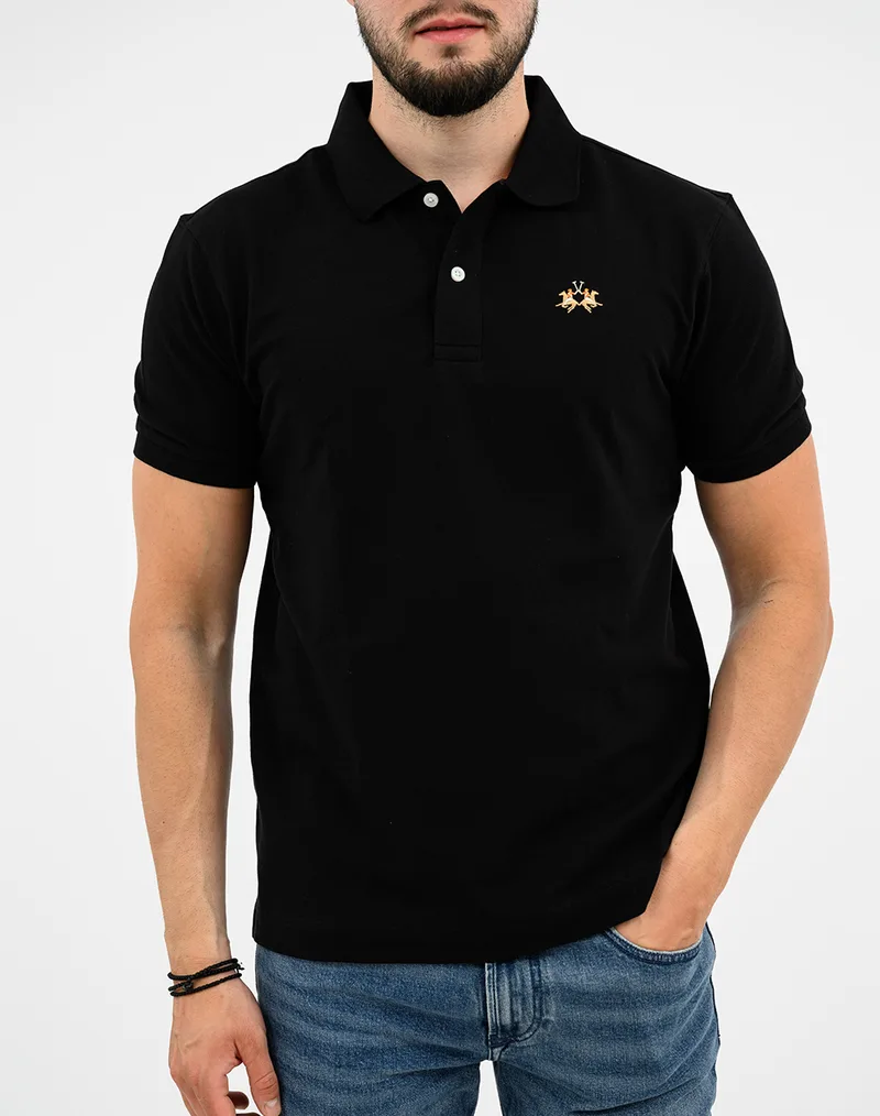 LA MARTINA ΜΠΛΟΥΖΑ POLO ΚΜ MAN POLO S/S PIQUET PIQUET STR 3LMCCMP12-09999 Black