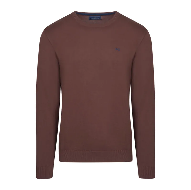 Logo-Embroidered Πλεκτή Μπλούζα Καφέ in Cotton (Modern Fit) New Arrival