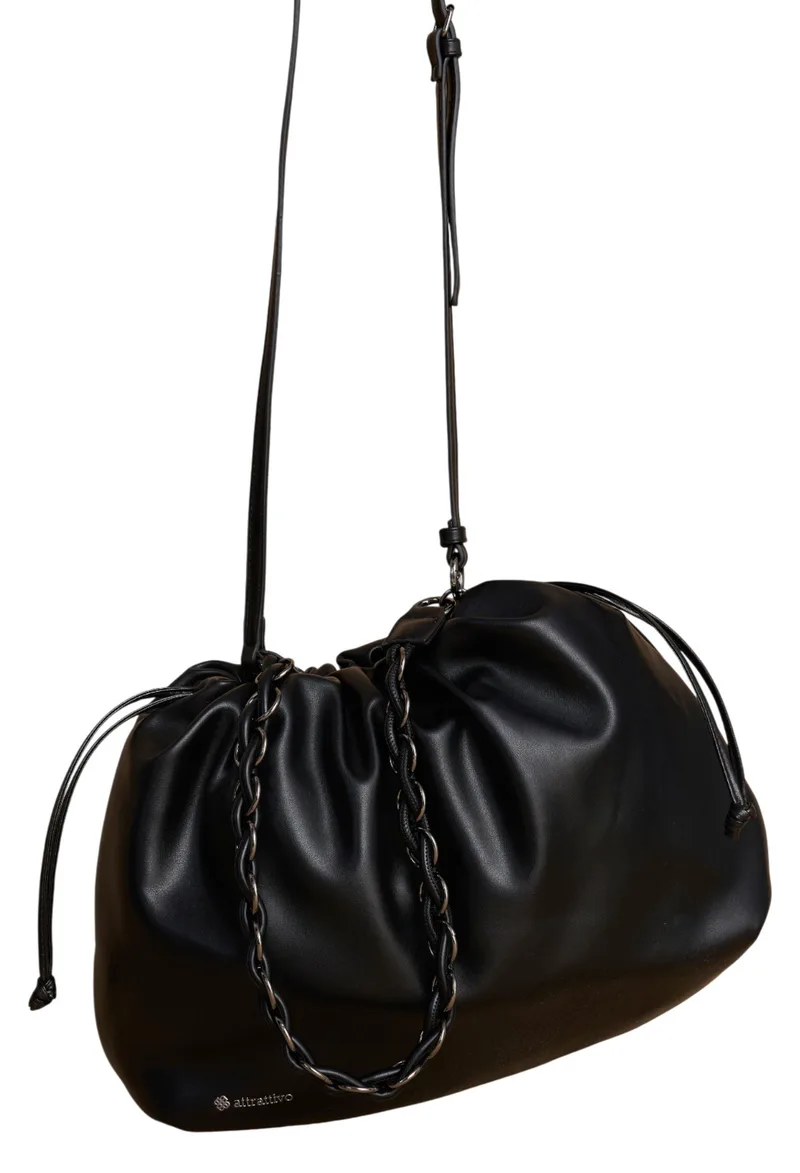 Τσάντα Ώμου Attrattivo Με Δερμάτινη Όψη 9T23447-BLACK Γυναικείο