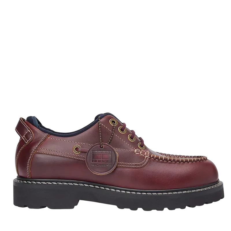 Ανδρικά Δερμάτινα Παπούτσια Καφέ Tommy Jeans EM0EM01651-GTB