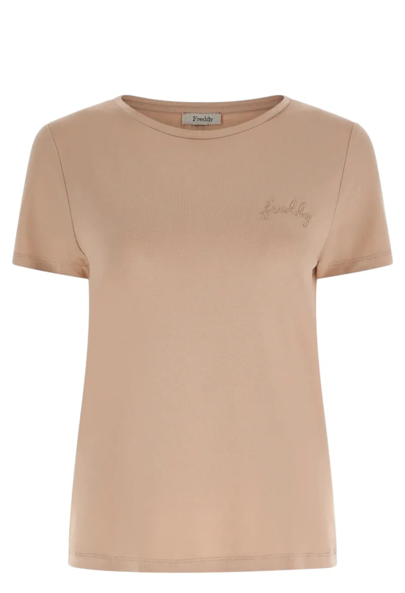 Μπλούζα Κοντομάνικη Freddy Embroidered Lurex Logo F3WSLT2-P106 Γυναικείο