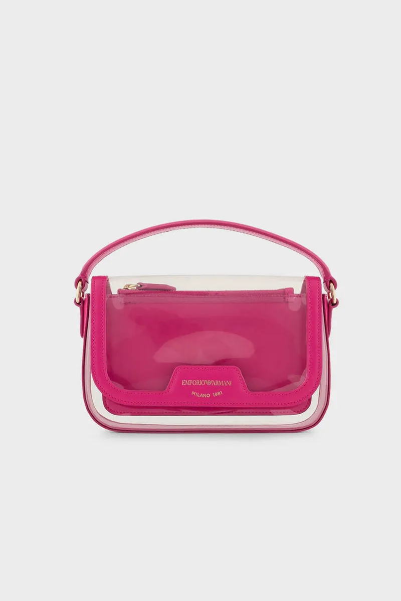 EMPORIO ARMANI ΤΣΑΝΤΑ CROSS BODY/ ΧΕΙΡΟΣ LOGO ΔΙΑΦΑΝΕΙΑ ΦΟΥΞΙΑ