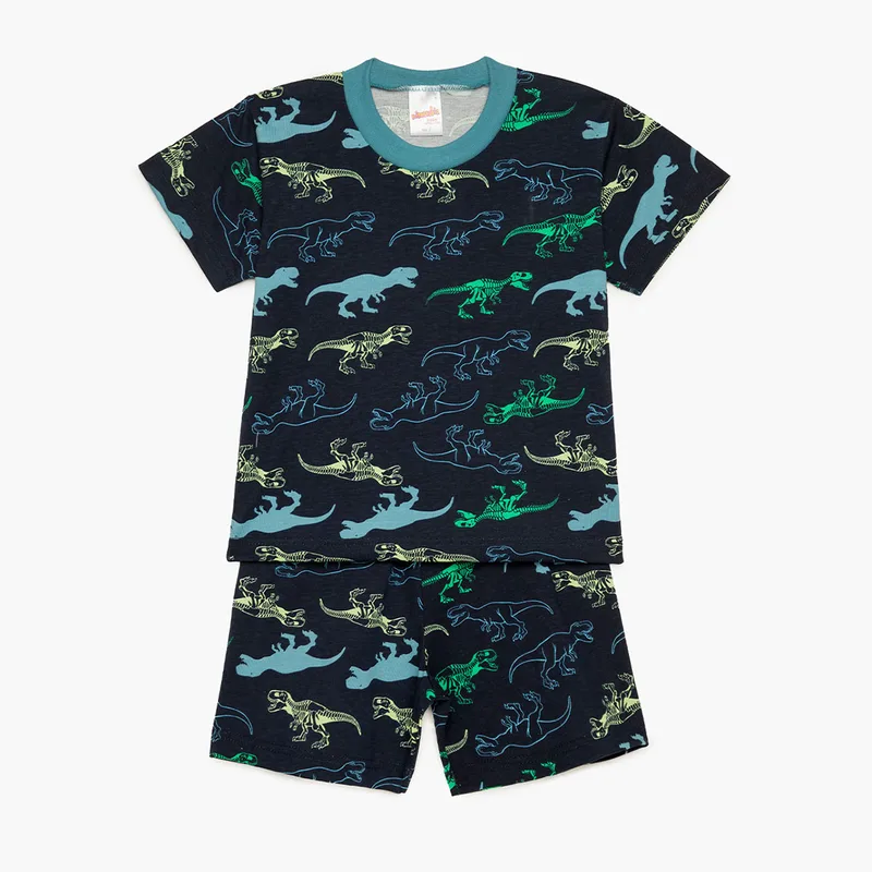 Πιτζάμα Παιδική Καλοκαιρινή Minervakia Pineapple-Dino 62218-213 Blue Green No1 No1