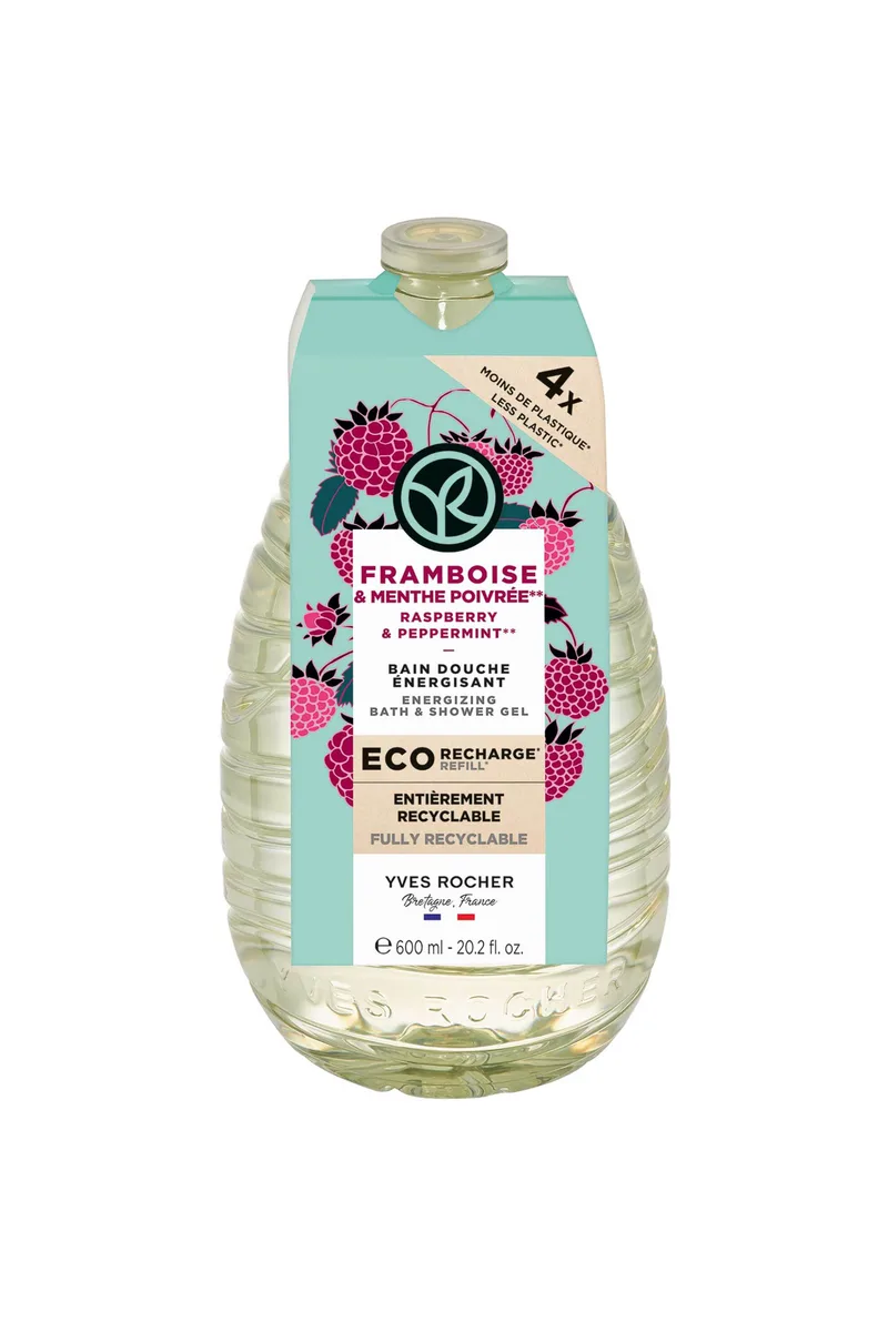 Yves Rocher Raspberry & Peppermint Energizing Shower Gel Eco-Refill 600 ml - 57388