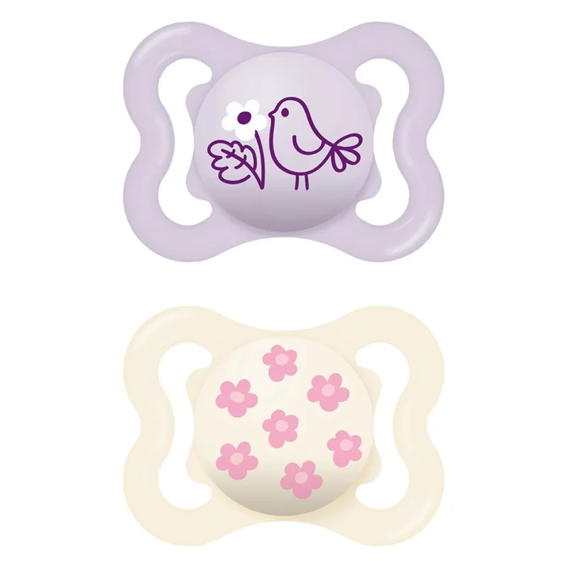 Mam Supreme Silicone Soother 2-6m Κωδ 145SGc Πιπίλα Σιλικόνης που Υποστηρίζει την Υγιή Οδοντική Ανάπτυξη 2 Τεμάχια - Λιλά / Σομόν