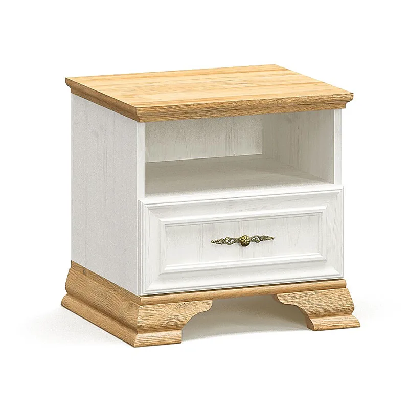 Κομοδίνο Jaden pakoworld golden oak-λευκό antique 49x41x47εκ (Σετ 2 Τεμάχια) - PAKO WORLD - 173-000024