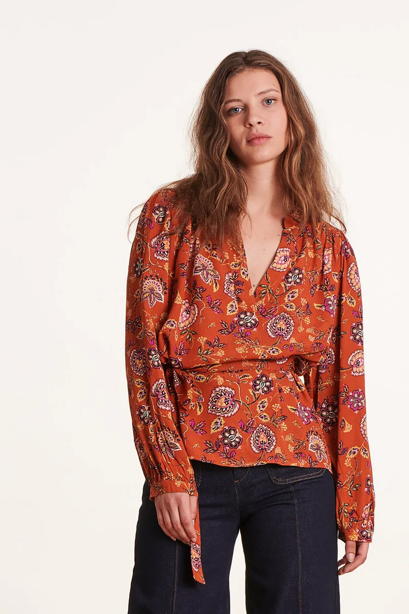 La Fee Maraboutee Γυναικεία Μπλούζα Εμπριμέ Πορτοκαλί 100% Viscose