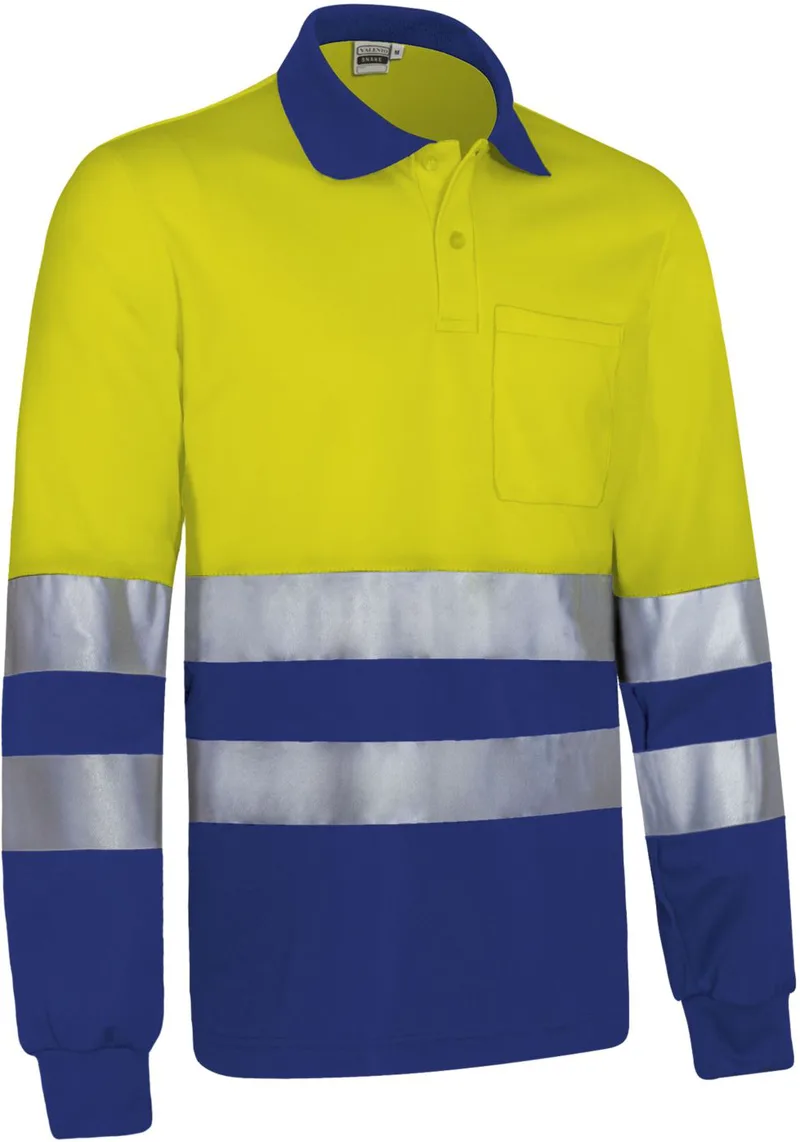 Hi-Vis Μακρυμάνικο Polo SNAKE Valento POVASNAAZ Fluo Yellow-Bluish Blue