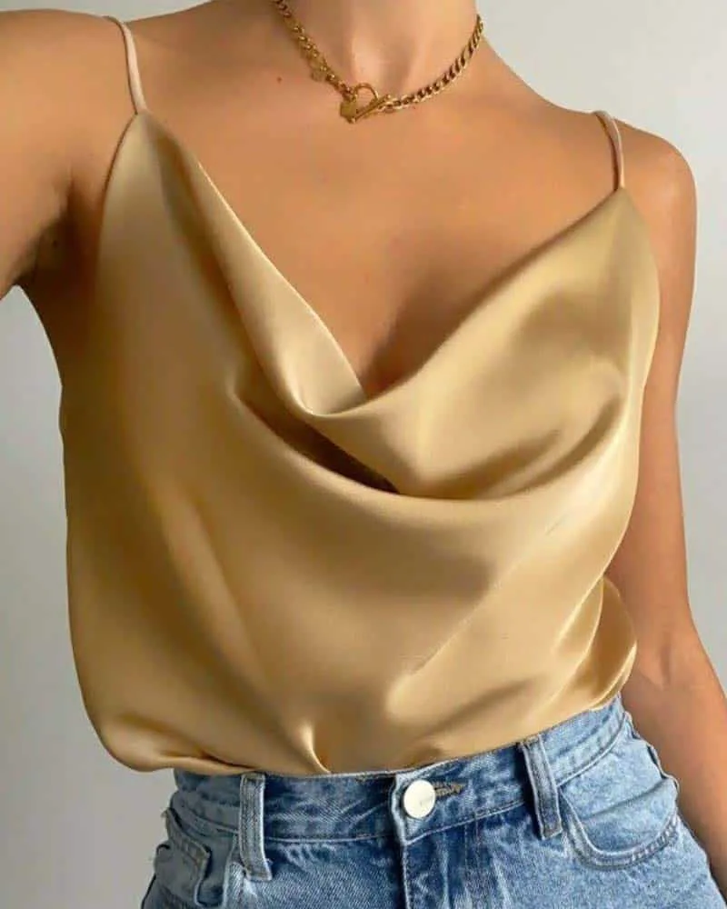 satin draped lingerie top Femina μπεζ