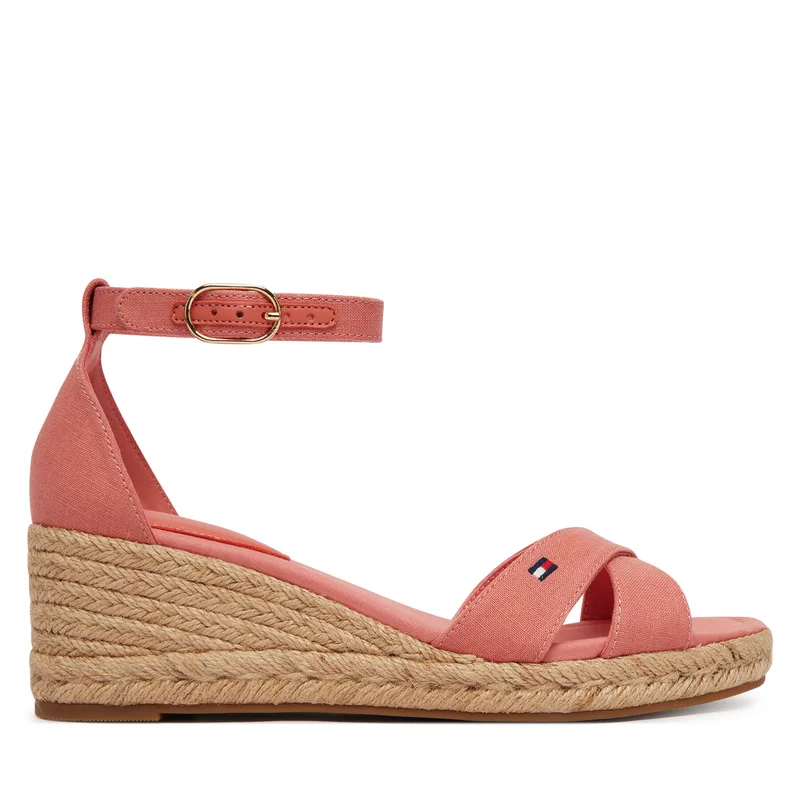 Εσπαντρίγιες Tommy Hilfiger Hemp Crossover Strap Wedge Espadrilles FW0FW09332 Ροζ