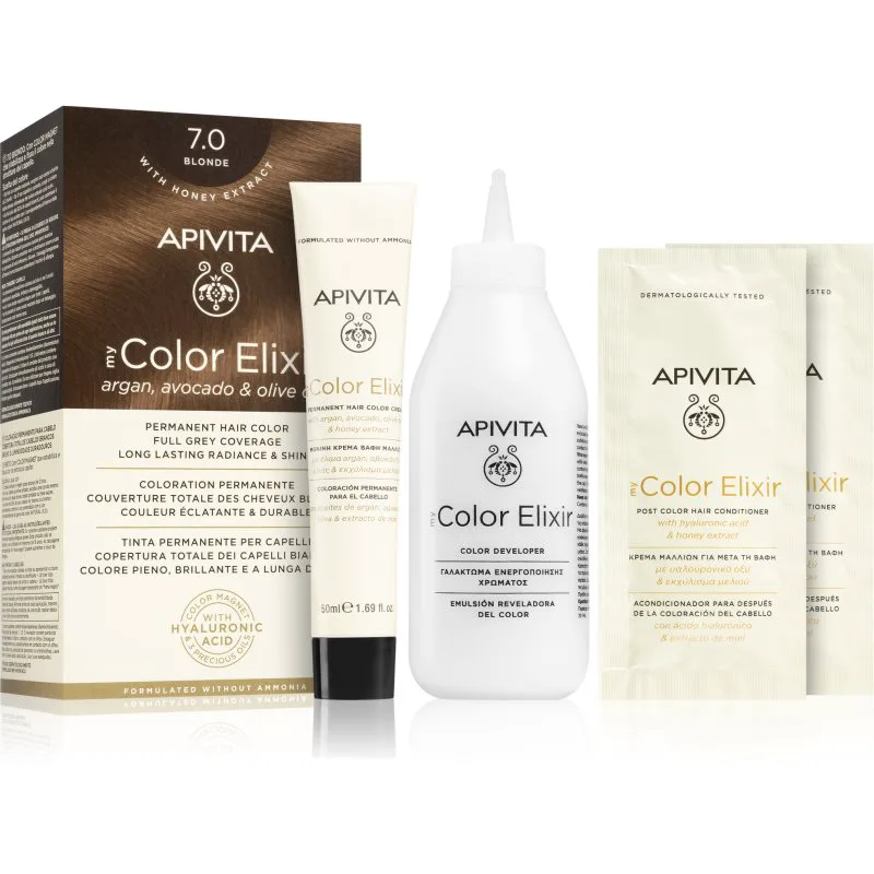 Apivita My Color Elixir βαφή μαλλιών χωρίς αμμωνία απόχρωση 7.0 Blonde 1 τμχ