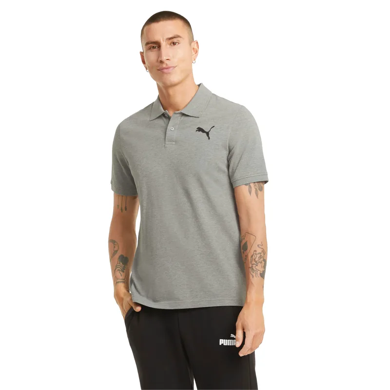 ESSENTIALS PIQUE POLO SHIRT ΓΚΡΙ