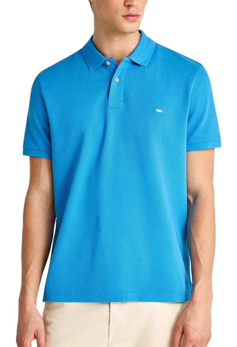 Μπλούζα Polo Funky Buddha Με Διακριτικό Λογότυπο FBM013-001-11-IBIZA BLUE Ανδρικό