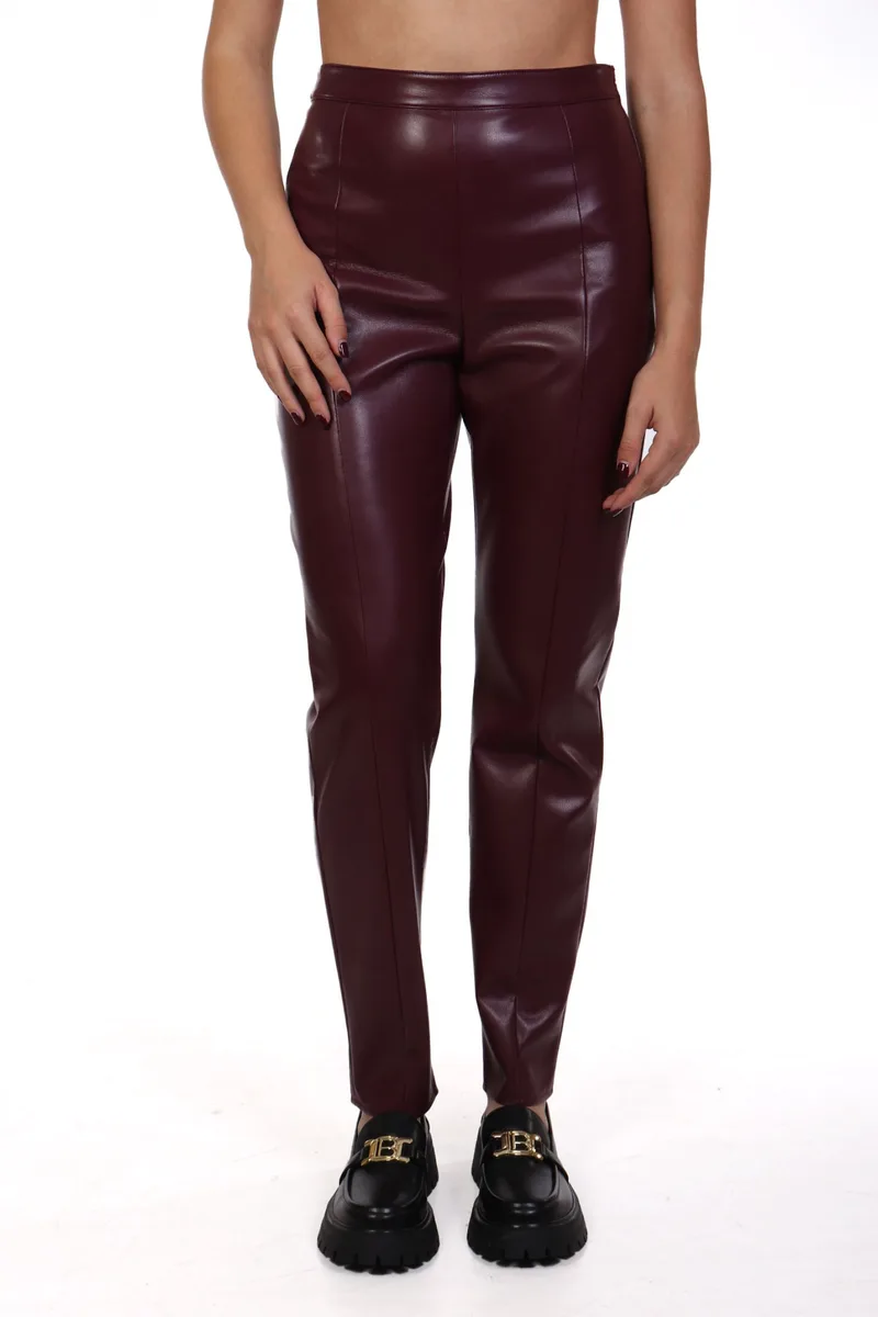 PATRIZIA PEPE ΠΑΝΤΕΛΟΝΙ FAUX LEATHER SKINNY ΦΕΡΜΟΥΑΡ ΠΛΑΙ ΜΠΟΡΝΤΩ