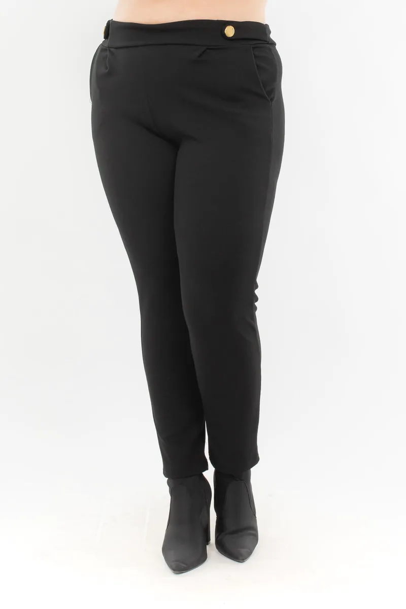 ΠΑΝΤΕΛΟΝΙ PLUS SIZE ΕΛΑΣΤΙΚΟ ΜΕ ΧΡΥΣΑ ΚΟΥΜΠΙΑ ΜΑΥΡΟ
