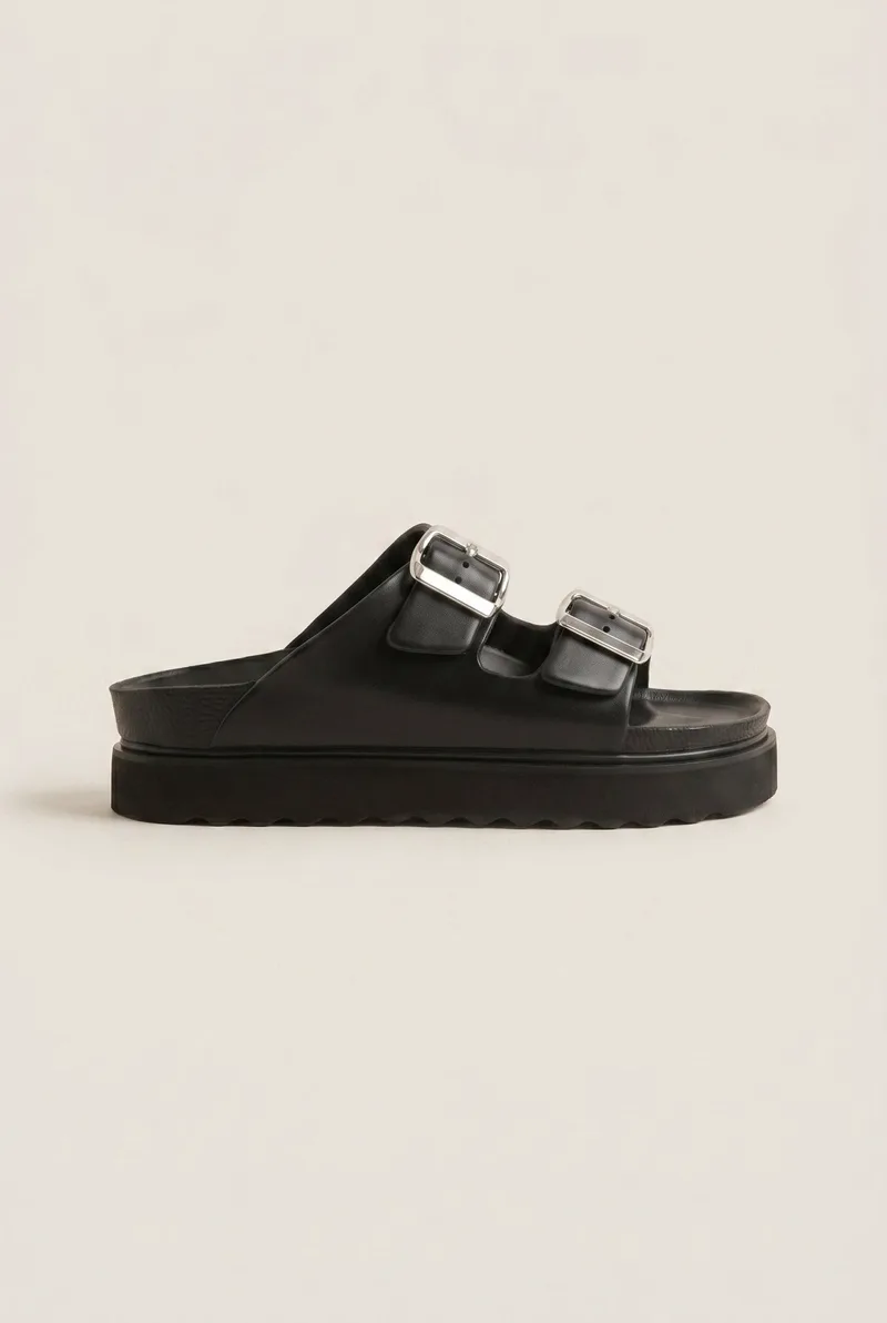 ATENEO Flatform Buckle Sandals - 0113 - Black