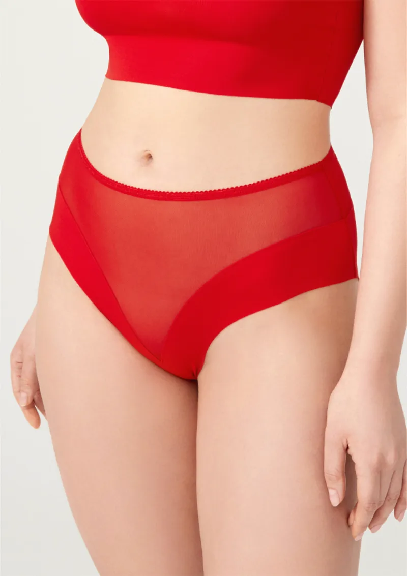 Seamless Plus Size Κιλοτάκι Με Διαφάνεια - Κόκκινο