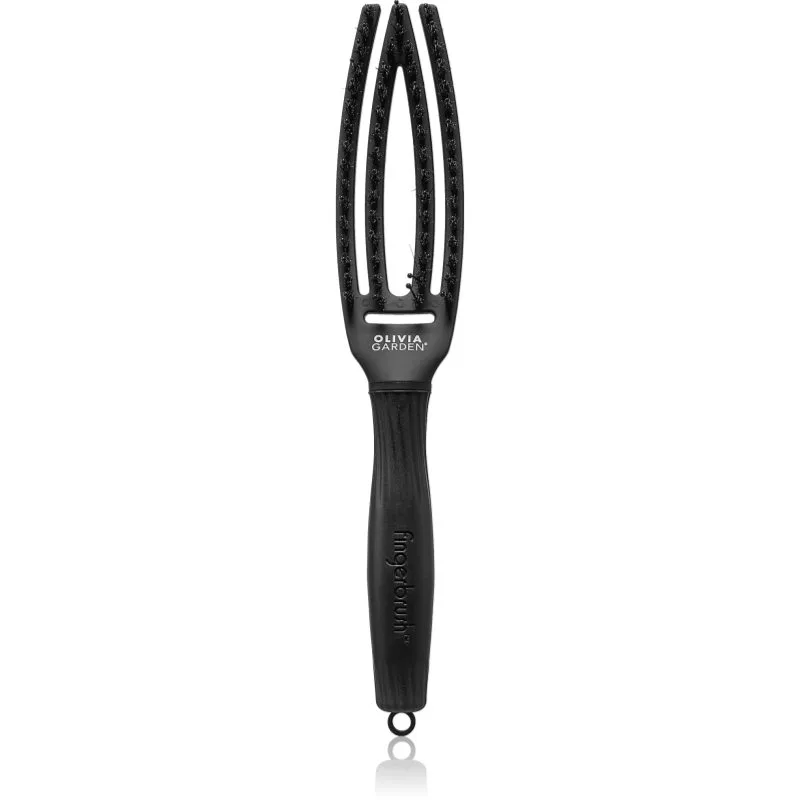 Olivia Garden Fingerbrush Boar & Nylon βούρτσα για τα μαλλιά με τρίχες από νάιλον και αγριογούρουνο Full Black S 1 τμχ