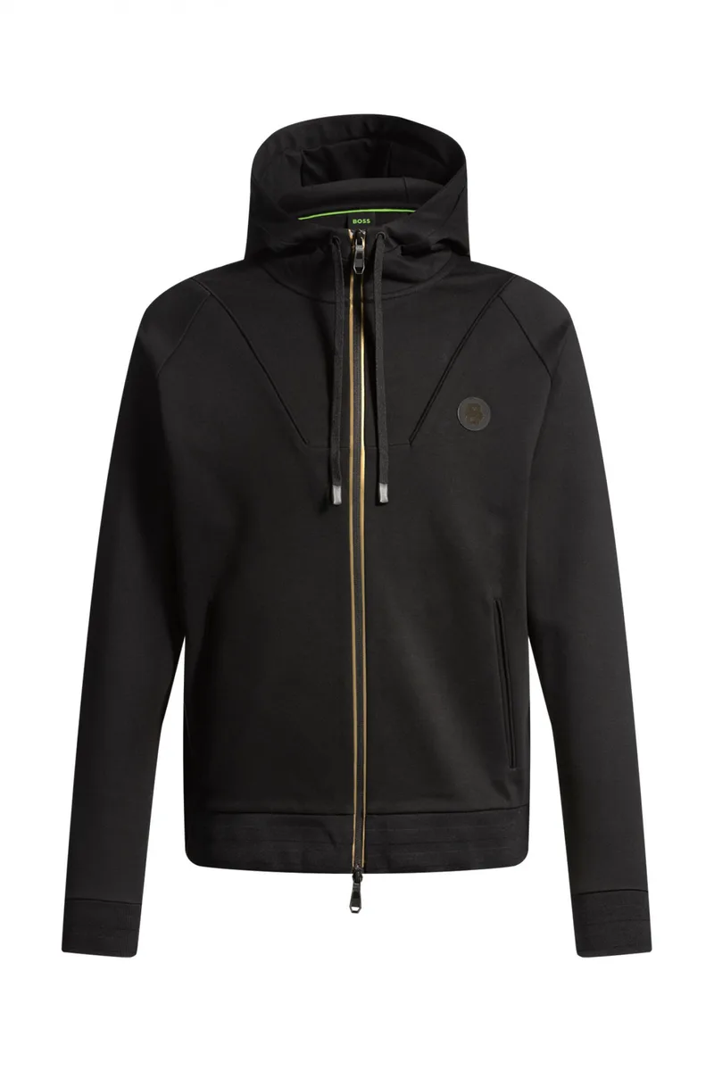BOSS ATHLEISURE ΜΠΟΥΦΑΝ HOODIE JACKET REGULAR FIT SAGGY TL ΜΑΥΡΟ