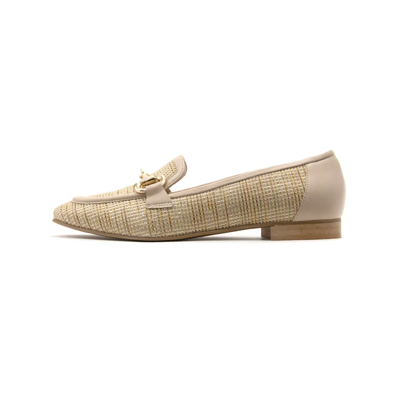 Μοκασσίνια Fardoulis LEATHER STRAW MOCCASINS WOMEN