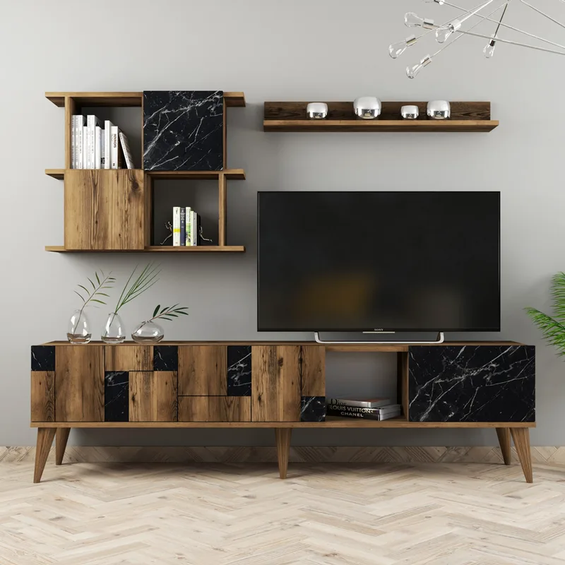 Σύνθεση Τηλεόρασης Madrid - Black 845Hct3089 (180x48,6x33,8 cm)