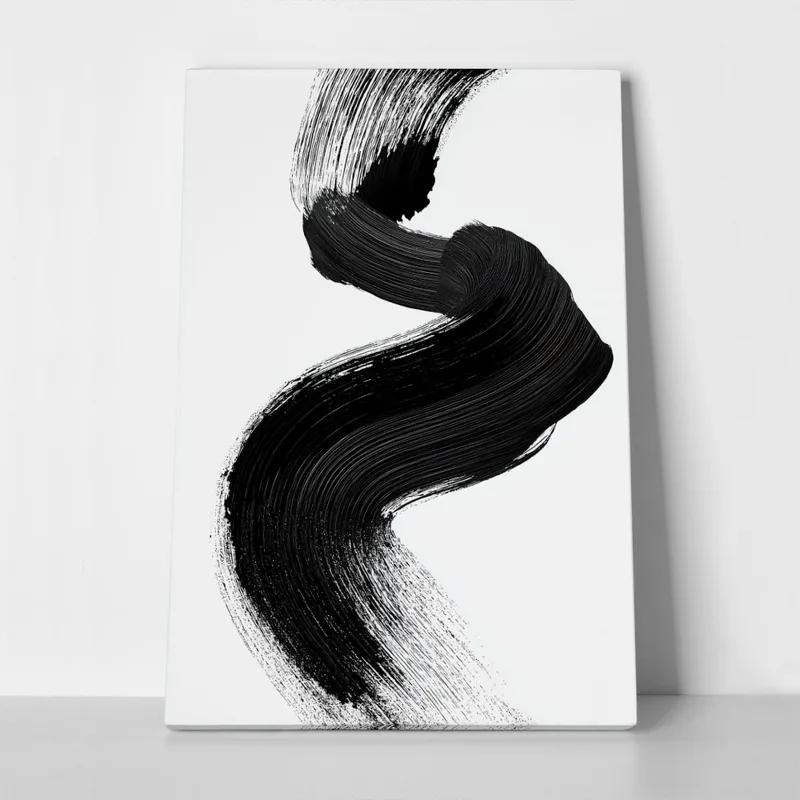 Πίνακας σε Καμβά BOHO BLACK & WHITE WAVE BRUSH STROKE 2