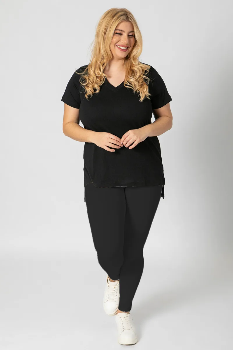 Κολάν heavy ελαστικό σε μαύρο χρώμα plus size