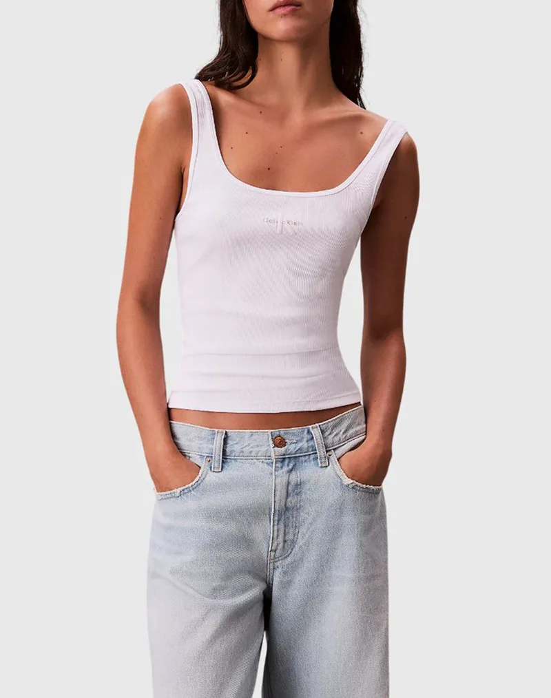CALVIN KLEIN JEANS MONOGRAM SCOOP NK RIB TANK TOP LV047A804G-YAA White