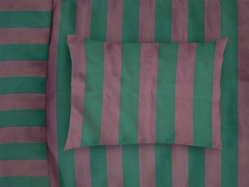 ΜΑΞΙΛΑΡΟΘΗΚΗ ΒΑΜΒΑΚΟΣΑΤΕΝ Stripes 156 50X70 Green-Antique Ροζ Cotton 100%