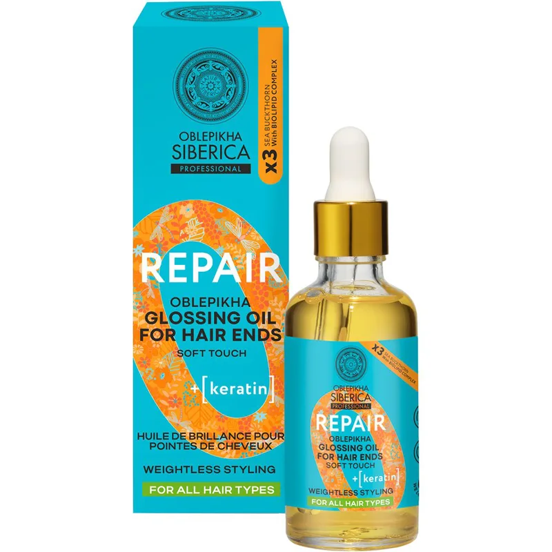 Natura Siberica Oblepikha Soft Touch Repair Glossing Oil for Hair Ends Λάδι Αναδόμησης με 3x Ιπποφαές & Κερατίνη για τις Άκρες των Μαλλιών 50ml
