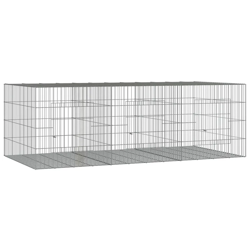 vidaXL Κλουβί Κουνελιών 3 Πάνελ 163x79x54 εκ. από Γαλβανισμένο Σίδερο