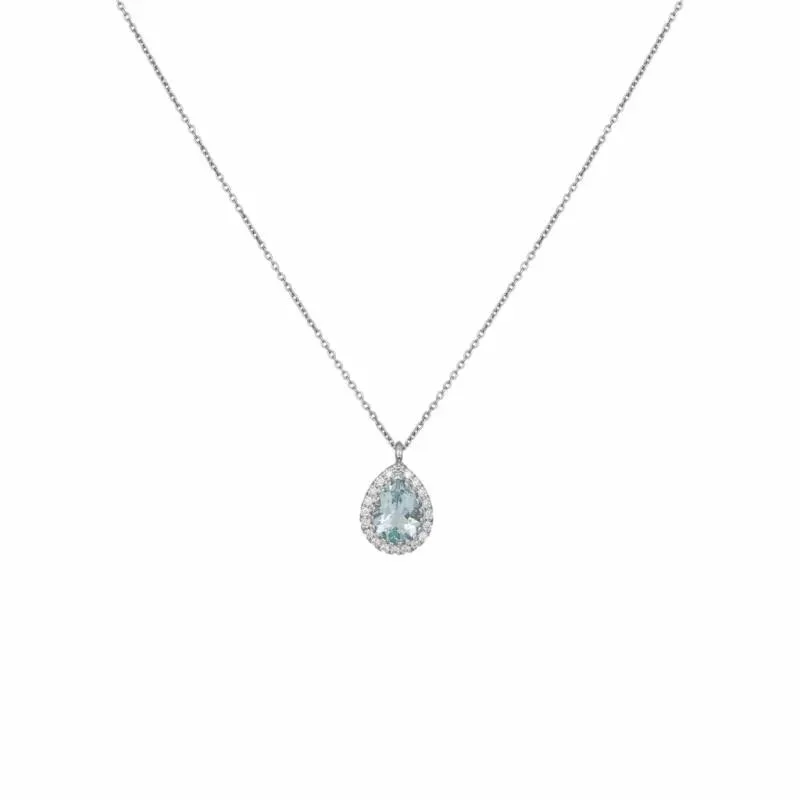 Λευκόχρυσο κολιέ ροζέτα Κ18 Aqua and Diamonds 046276 046276 Χρυσός 18 Καράτια