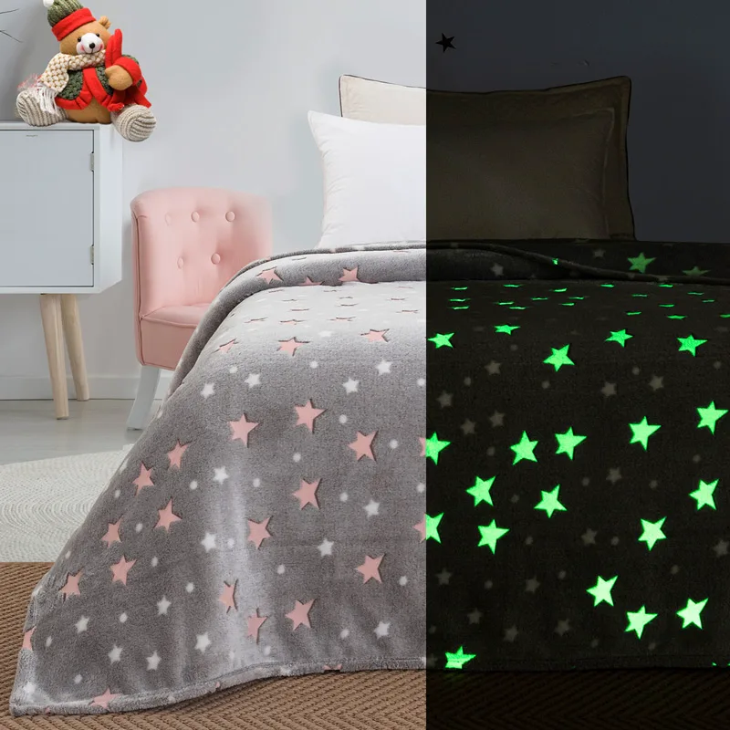 Φωσφοριζέ Κουβέρτα Fleece Υπέρδιπλη 220x240 Beauty Home 1991 Stars 220x240