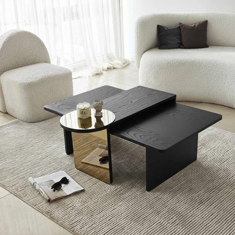 Τραπεζάκια Ζιγκόν (Σετ 2 Τμχ) Luna - Black 552Nos2588 (82x40x33 cm)